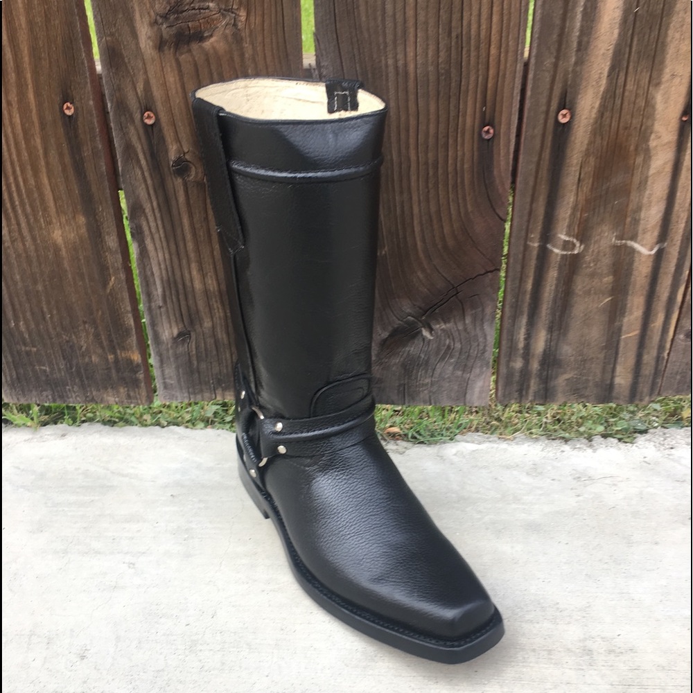 Men’s biker leather sole black boots Western cowboy botas 109